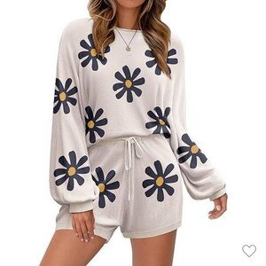 Floral Print Women's Top - Cream and Black
